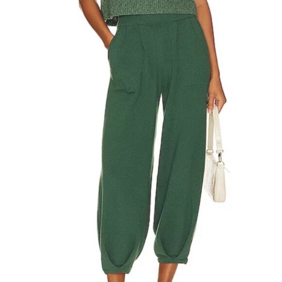 Free people beach Pants - Free People Freya Emerald Spell Knit Linen Sweater Jogger Pant Size SP